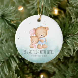 Adorno De Cerámica Big Brother Little Sister Siblings First Christmas