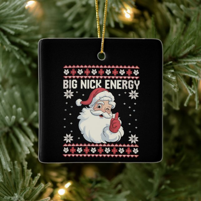 Adorno De Cerámica Big Nick Energy Santa Ugly Christmas Sweater (Árbol)
