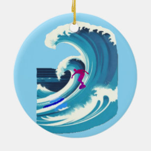 Adorno De Cerámica Big Wave Surfer Thunder_Cove
