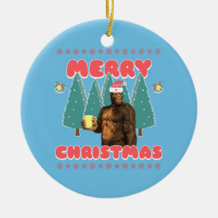 Adorno De Cerámica Bigfoot Divertido - Feliz Navidad