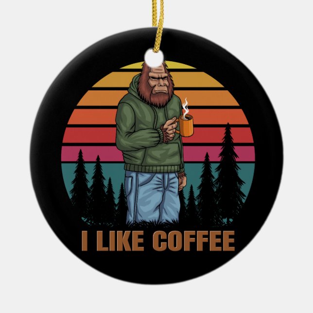 Adorno De Cerámica bigfoot relajante bebida café retro (Frente)