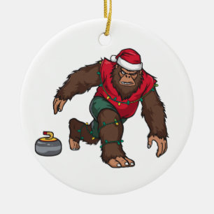 Adorno De Cerámica Bigfoot Sasquatch Curling Navidad 2026 Fiesta