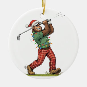 Adorno De Cerámica Bigfoot Sasquatch Golf Navidad 2026 Fiesta
