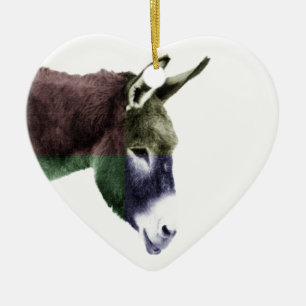 Adorno De Cerámica Bilateral occidental del burro multicolor