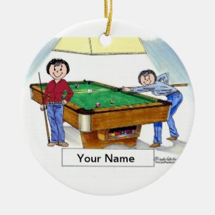 Adorno De Cerámica Billar, Pool Player - Mujer y Mujer