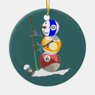 Adorno De Cerámica Billiard Ball Snowman