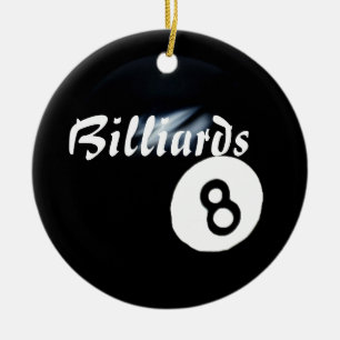Adorno De Cerámica "Billiards-Behind 8 Ball- Ornament"
