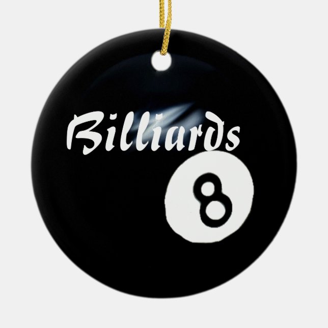 Adorno De Cerámica "Billiards-Behind 8 Ball- Ornament" (Frente)