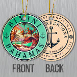Adorno De Cerámica Bimini Bahamas ancla Pesca Viajes Vintage barco<br><div class="desc">Diseño de Bimini Bahamas Tropical Retro Sunset. Sumérjase en la nostalgia de Bimini con nuestro recuerdo vintage, diseñado específicamente para turistas de vacaciones. Este diseño, que recuerda a una época pasada, resume la tranquilidad y la belleza de la cala, y sirve como un delicioso recordatorio de su escapada en la...</div>