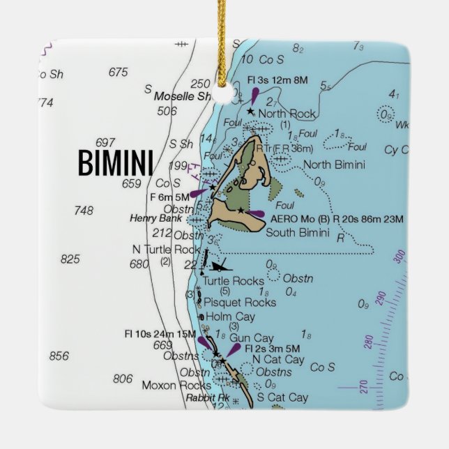 Adorno De Cerámica Bimini Bahamas Chart (Reverso)