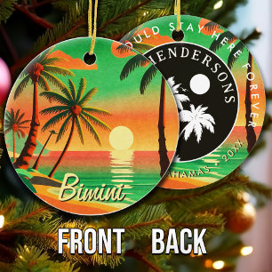 Adorno De Cerámica Bimini Bahamas Viajes de época Palmeras de recuerd