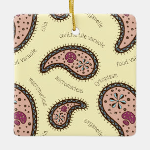 Adorno De Cerámica Biología Ciencia Amarillo Paramecios Paisley