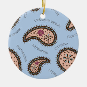 Adorno De Cerámica Biología Ciencia Azul Paramecia Paisley