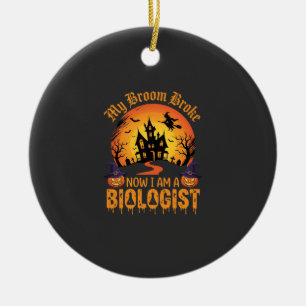 Adorno De Cerámica Biologo de Halloween Bruja Calabaza Casa Embrujada