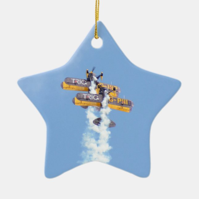 Adorno De Cerámica Biplanos aeroacrobacias en vuelo (Frente)