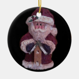 ADORNO DE CERÁMICA BIRDHOUSE SANTA CHRISTMAS ORNAMENTE