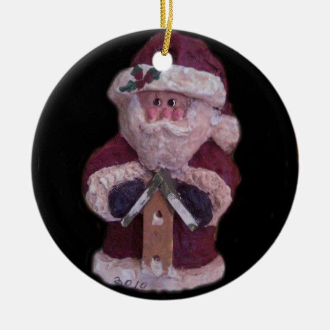 ADORNO DE CERÁMICA BIRDHOUSE SANTA CHRISTMAS ORNAMENTE (Frente)