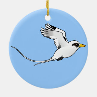 Adorno De Cerámica Birdorable Blanco-ató Tropicbird en vuelo