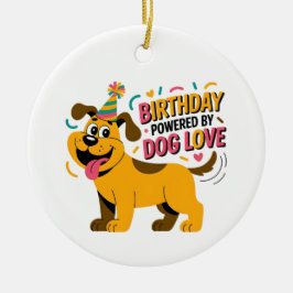 Adorno De Cerámica Birthday Dog Love Party Illustration