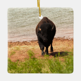 Adorno De Cerámica Bison en el agua