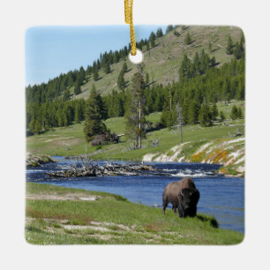 Adorno De Cerámica Bison en el Parque Nacional Yellowstone