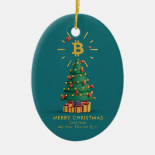 Adorno De Cerámica Bitcoin Merry Christmas Cryptocurrency Nombre pers