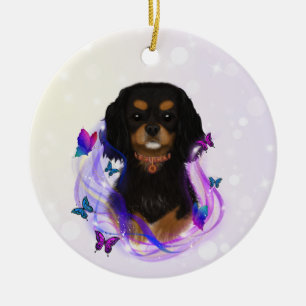 Adorno De Cerámica Black and Tan Cavalier King Charles Spaniel