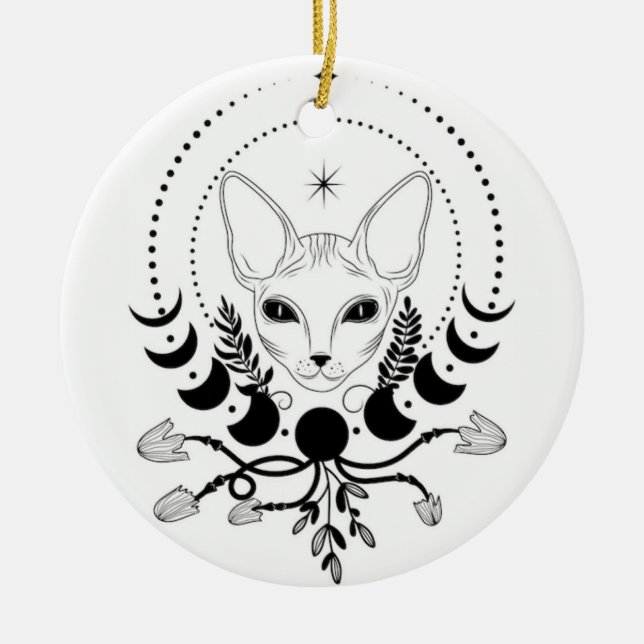 Adorno De Cerámica Black and White Cat Moon Window Suncatcher (Frente)