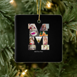 Adorno De Cerámica Black and White Letter M Photo Collage