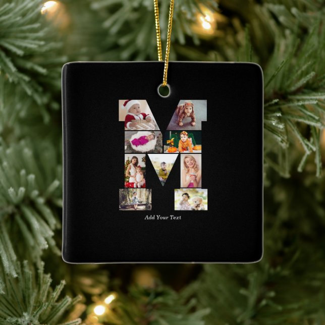 Adorno De Cerámica Black and White Letter M Photo Collage (Árbol)