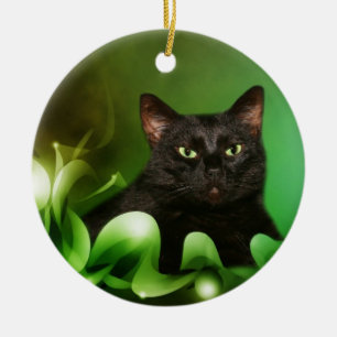 Adorno De Cerámica Black cat Christmas