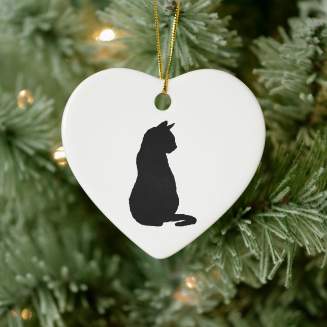 Adorno De Cerámica Black Cat Silhouette Christmas Art (Árbol)