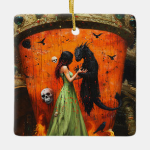 Adorno De Cerámica Black Dragon Shadow Work Witchry Recovery AI Art