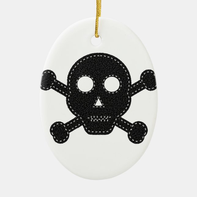 Adorno De Cerámica Black Felt Skull (Frente)