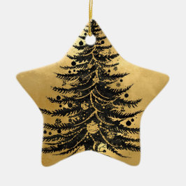 Adorno De Cerámica Black Gold Christmas Tree Ornament