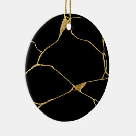Adorno De Cerámica Black Gold KintAhora El Antiguo Kintsukuroi
