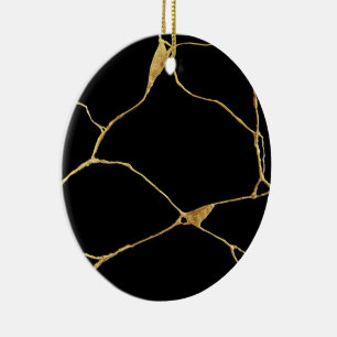 Adorno De Cerámica Black Gold KintAhora El Antiguo Kintsukuroi