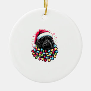 Adorno De Cerámica Black Labradoodle Christmas Tree Xmas Lights Doodl