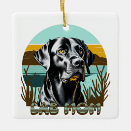 Adorno De Cerámica Black Labrador Retriever | Mamá Lab