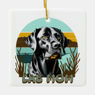 Adorno De Cerámica Black Labrador Retriever Mamá Lab