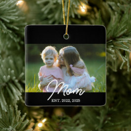 Adorno De Cerámica Black Mom Established Script Photo