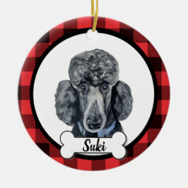 Adorno De Cerámica Black Poodle Dog Ornament