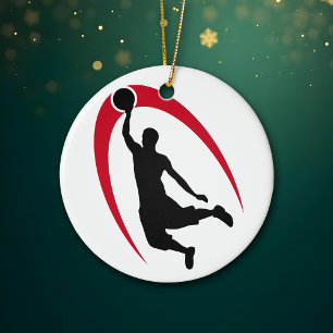 Adorno De Cerámica Black Red Basketball Personalizado