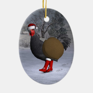 Adorno De Cerámica Black Rooster Santa Claus