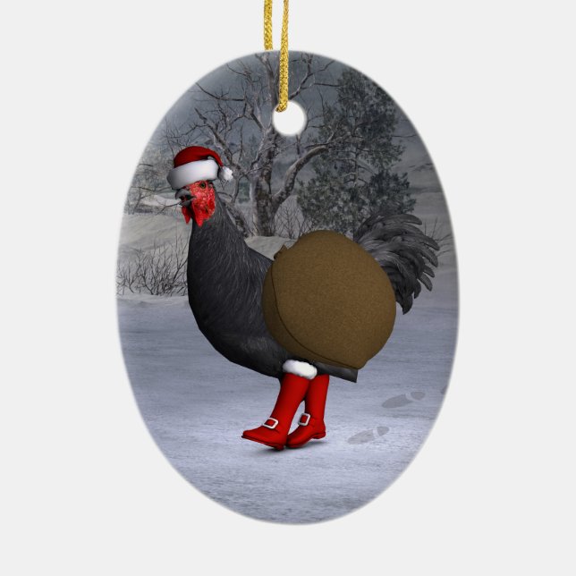Adorno De Cerámica Black Rooster Santa Claus (Atrás)
