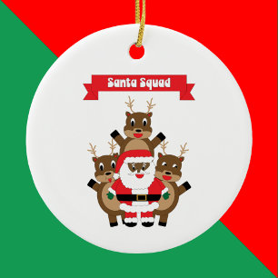 Adorno De Cerámica Black Santa Squad Reindeer Funny