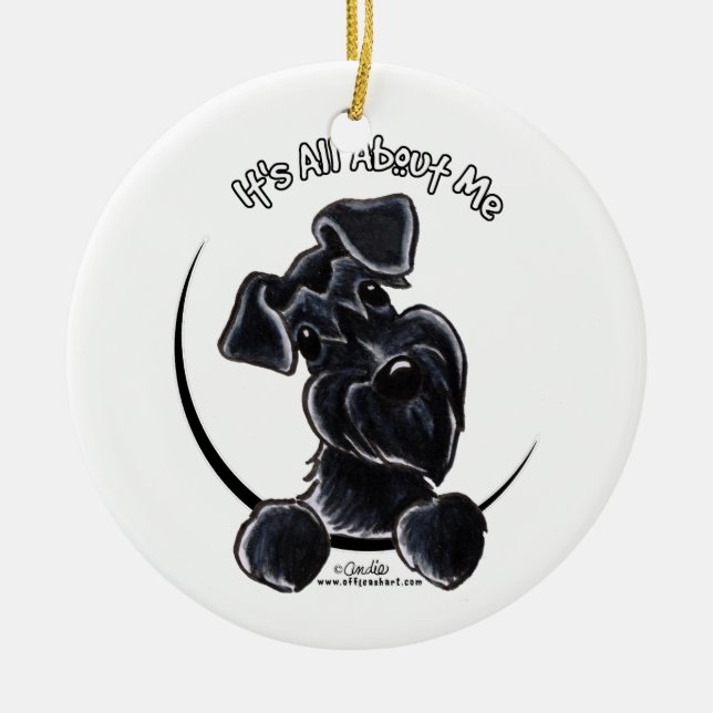 Adorno De Cerámica Black Schnauzer IAAM personalizado (Frente)