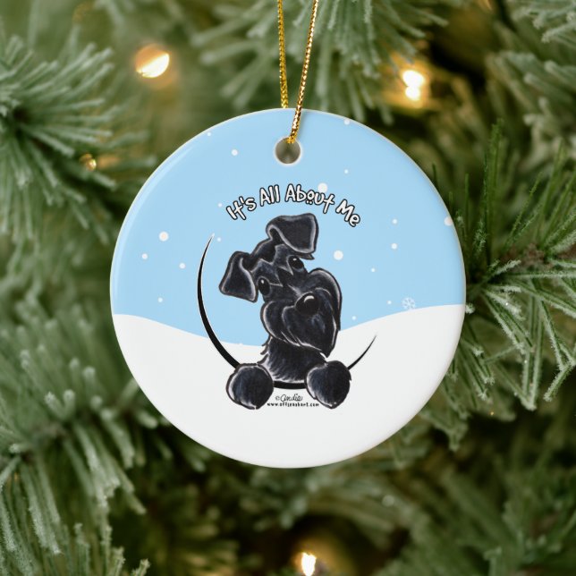 Adorno De Cerámica Black Schnauzer trata de mí Navidades (Árbol)