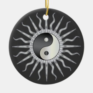 Adorno De Cerámica Black Starburst Yin Yang