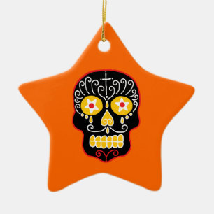 Adorno De Cerámica Black Sugar Skull